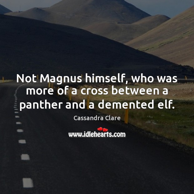 Not Magnus himself, who was more of a cross between a panther and a demented elf. Cassandra Clare Picture Quote