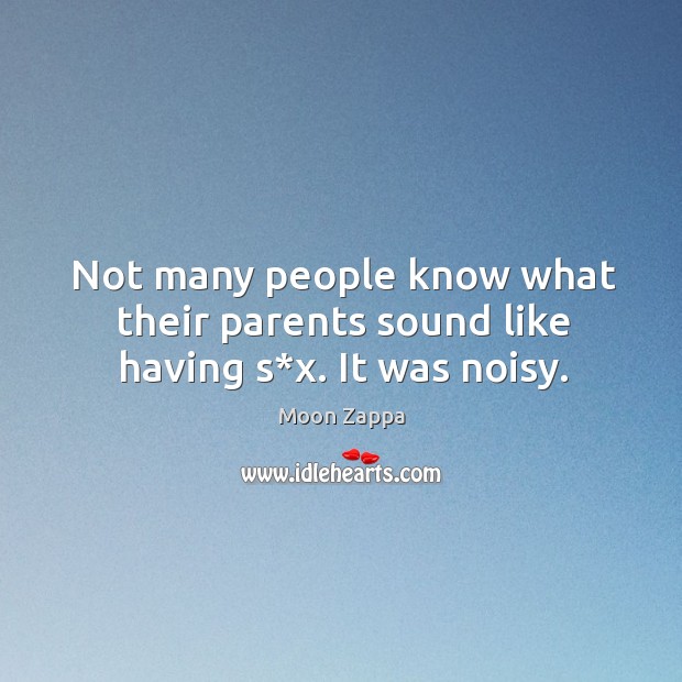 Not many people know what their parents sound like having s*x. It was noisy. Moon Zappa Picture Quote
