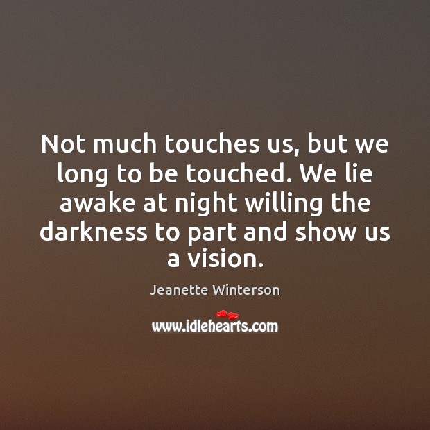Not much touches us, but we long to be touched. We lie Jeanette Winterson Picture Quote