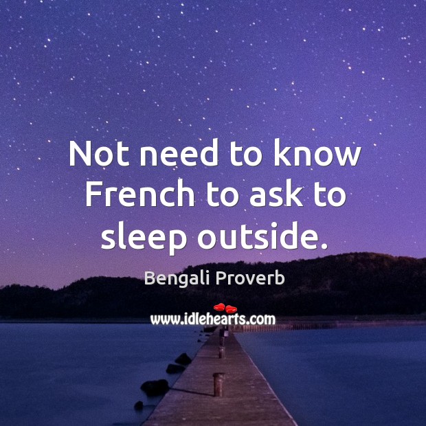 Not need to know french to ask to sleep outside. Bengali Proverbs Image