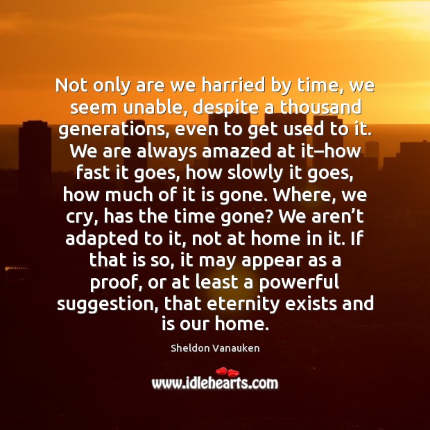 Not only are we harried by time, we seem unable, despite a Sheldon Vanauken Picture Quote