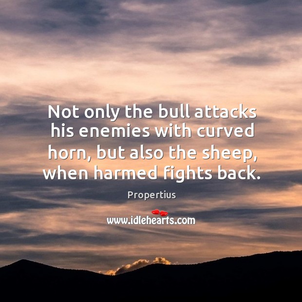 Not only the bull attacks his enemies with curved horn Propertius Picture Quote