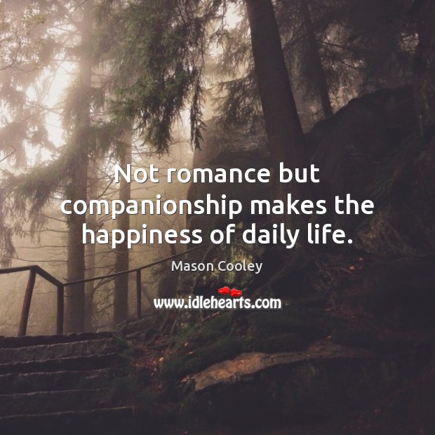 Not romance but companionship makes the happiness of daily life. Mason Cooley Picture Quote