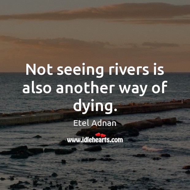 Not seeing rivers is also another way of dying. Etel Adnan Picture Quote