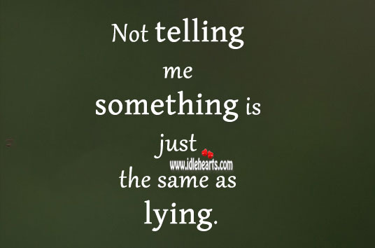 Not telling me something is just the same as lying. Relationship Advice Image