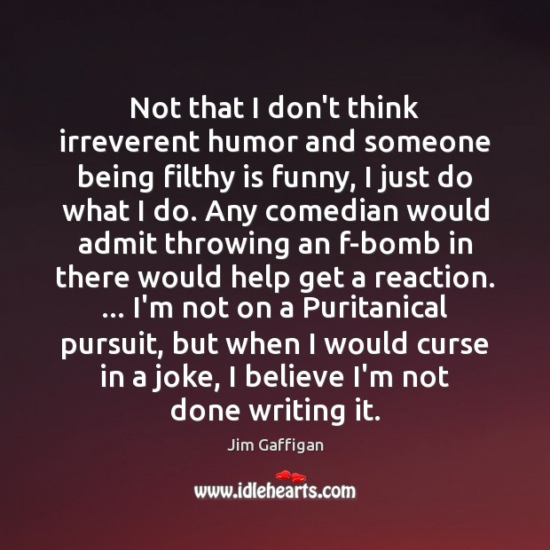 Not that I don’t think irreverent humor and someone being filthy is Jim Gaffigan Picture Quote