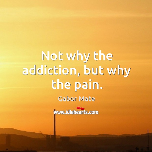 Not why the addiction, but why the pain. Gabor Mate Picture Quote