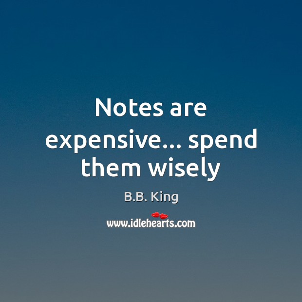 Notes are expensive… spend them wisely B.B. King Picture Quote