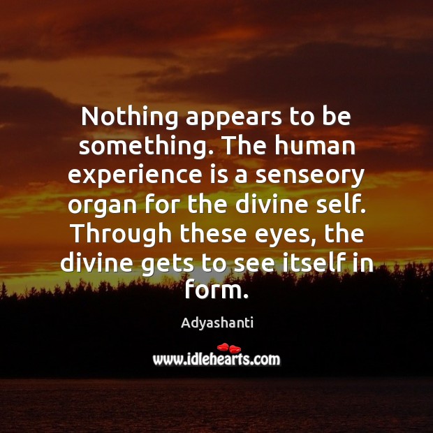 Nothing appears to be something. The human experience is a senseory organ 