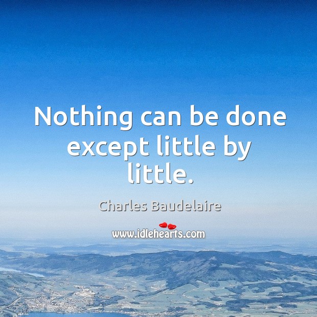 Nothing can be done except little by little. Image