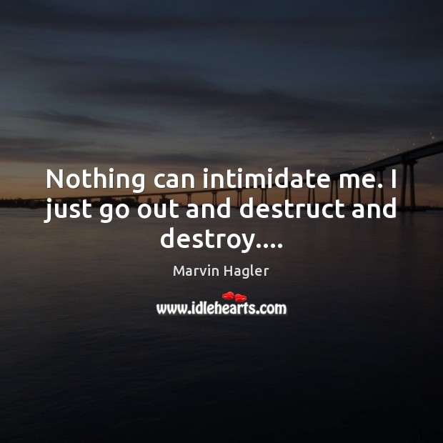 Nothing can intimidate me. I just go out and destruct and destroy…. Image