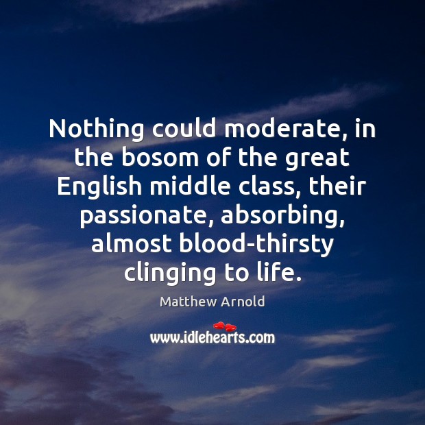 Nothing could moderate, in the bosom of the great English middle class, Matthew Arnold Picture Quote