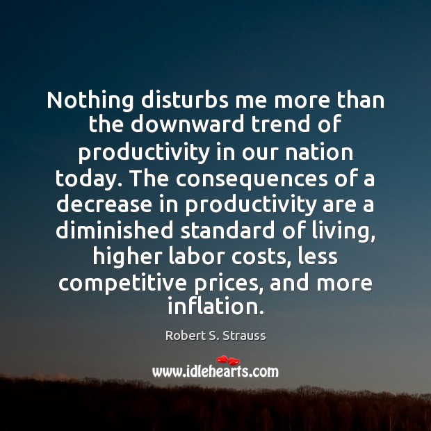 Nothing disturbs me more than the downward trend of productivity in our Robert S. Strauss Picture Quote