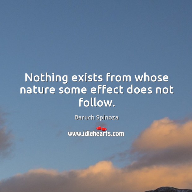 Nothing exists from whose nature some effect does not follow. Baruch Spinoza Picture Quote