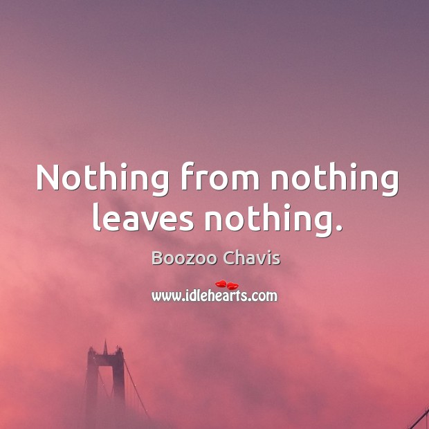 Nothing from nothing leaves nothing. Image