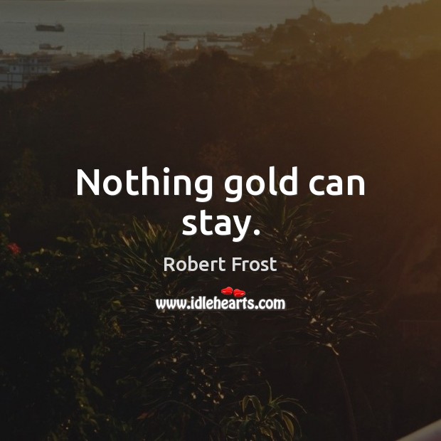 Nothing gold can stay. Robert Frost Picture Quote