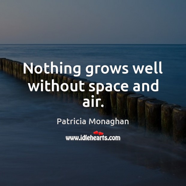 Nothing grows well without space and air. Patricia Monaghan Picture Quote