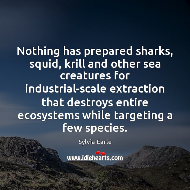 Nothing has prepared sharks, squid, krill and other sea creatures for industrial-scale Sylvia Earle Picture Quote