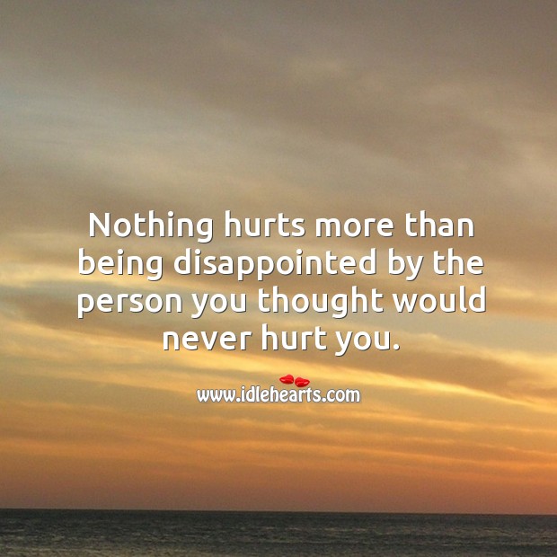 Nothing hurts more than being disappointed by the person you thought would never hurt you. 