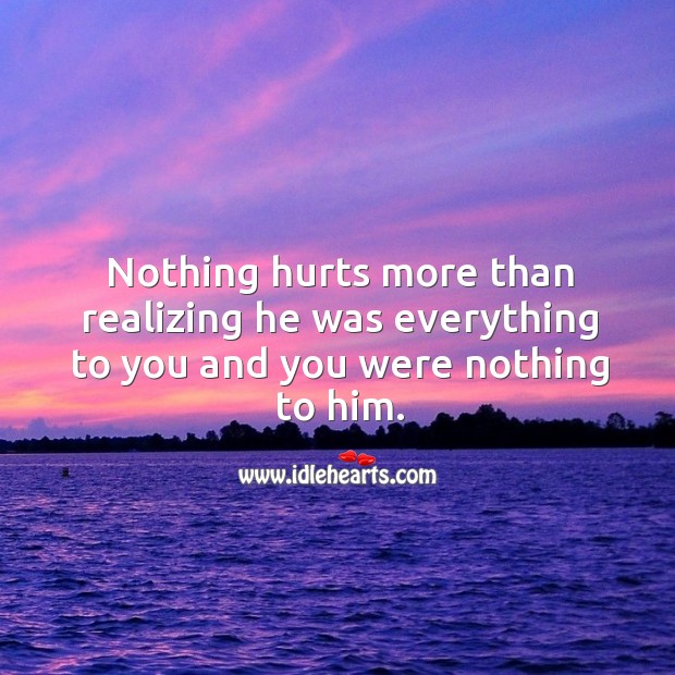Nothing hurts more than realizing he was everything to you and you were nothing to him. Image