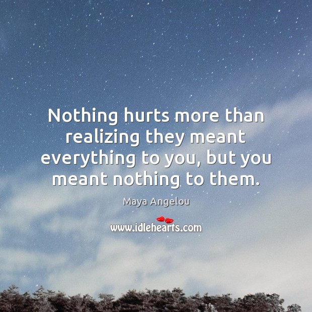 Nothing hurts more than realizing they meant everything to you, but you Image