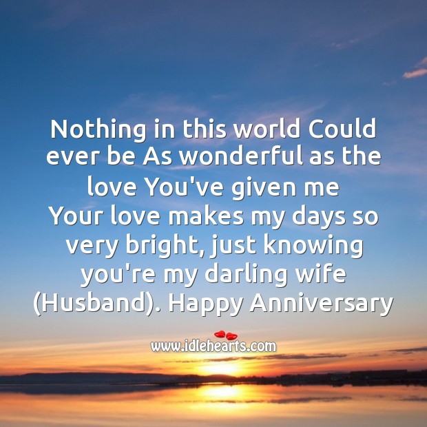 Nothing in this world could ever be as wonderful as the love you’ve given me Anniversary Messages Image