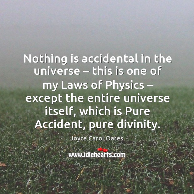 Nothing is accidental in the universe – this is one of my laws of physics – except the entire universe itself 