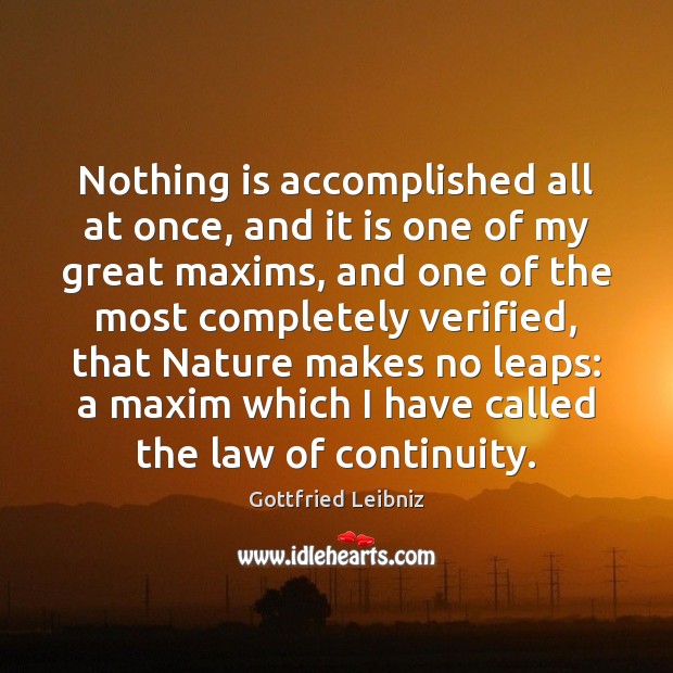 Nothing is accomplished all at once, and it is one of my Gottfried Leibniz Picture Quote