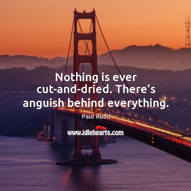 Nothing is ever cut-and-dried. There’s anguish behind everything. Paul Rudd Picture Quote