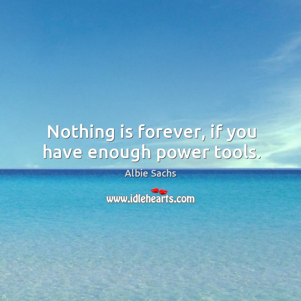 Nothing is forever, if you have enough power tools. Albie Sachs Picture Quote