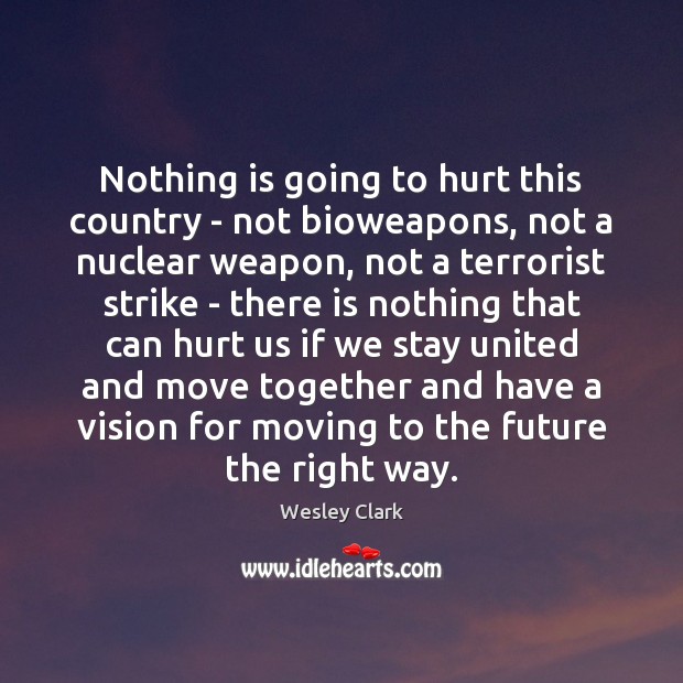 Nothing is going to hurt this country – not bioweapons, not a Wesley Clark Picture Quote