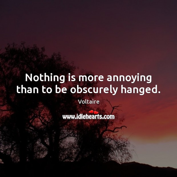 Nothing is more annoying than to be obscurely hanged. Voltaire Picture Quote