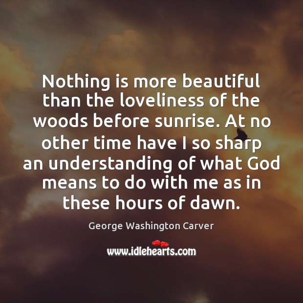 Nothing is more beautiful than the loveliness of the woods before sunrise. George Washington Carver Picture Quote