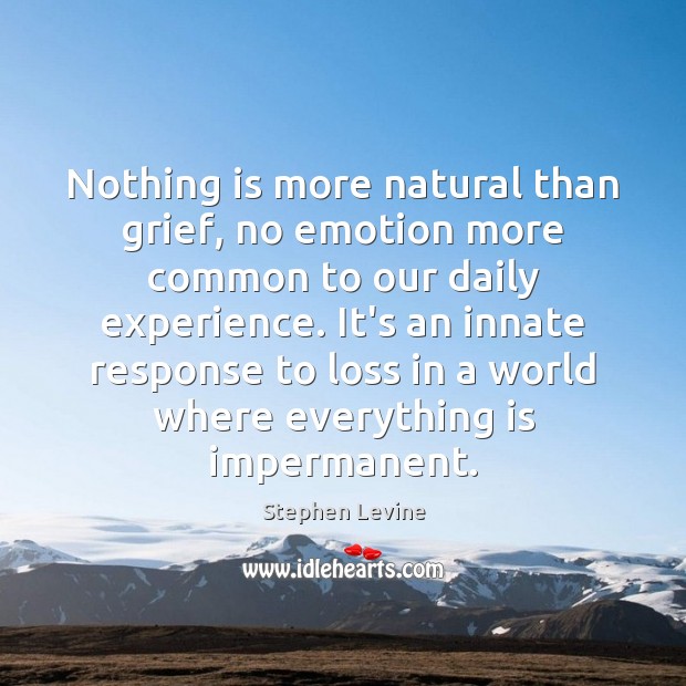 Nothing is more natural than grief, no emotion more common to our Stephen Levine Picture Quote