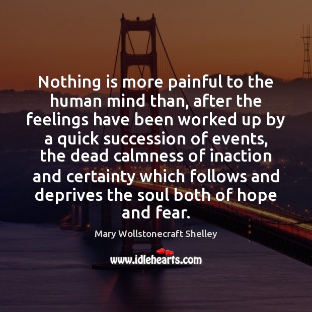 Nothing is more painful to the human mind than, after the feelings Mary Wollstonecraft Shelley Picture Quote