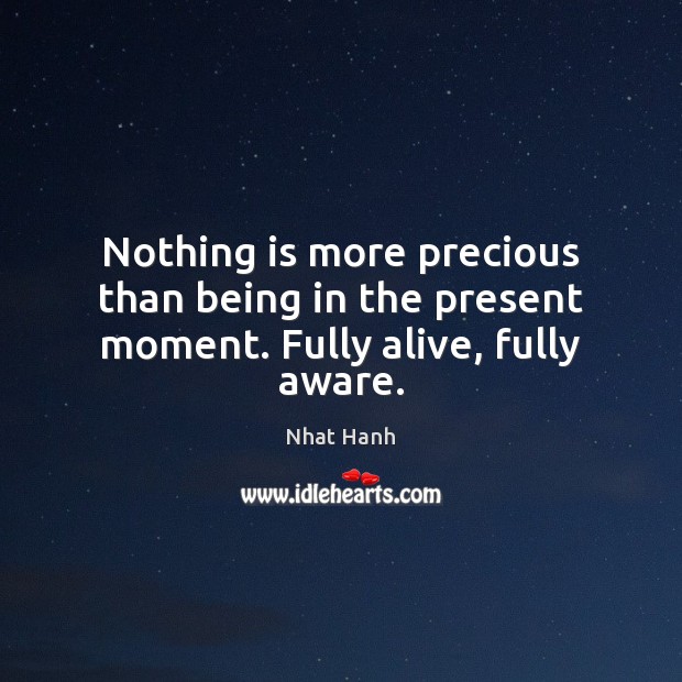 Nothing is more precious than being in the present moment. Fully alive, fully aware. 