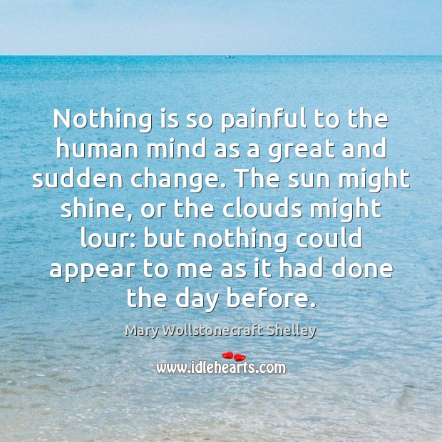 Nothing is so painful to the human mind as a great and Mary Wollstonecraft Shelley Picture Quote