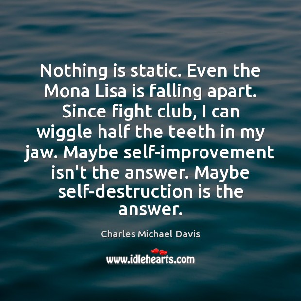 Nothing is static. Even the Mona Lisa is falling apart. Since fight Charles Michael Davis Picture Quote