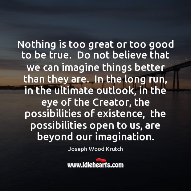 Nothing is too great or too good to be true.  Do not Too Good To Be True Quotes Image