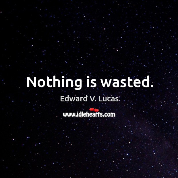 Nothing is wasted. Edward V. Lucas Picture Quote