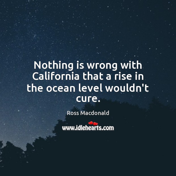 Nothing is wrong with California that a rise in the ocean level wouldn’t cure. Ross Macdonald Picture Quote
