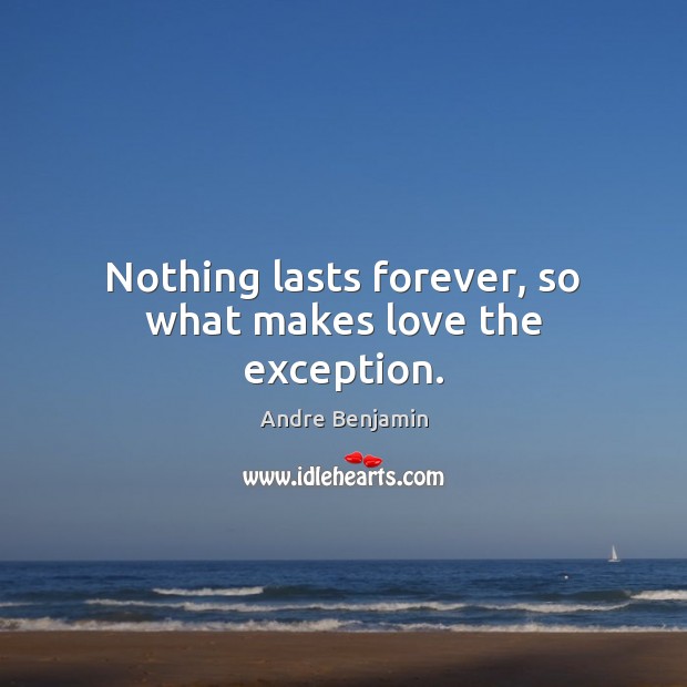 Nothing lasts forever, so what makes love the exception. Andre Benjamin Picture Quote