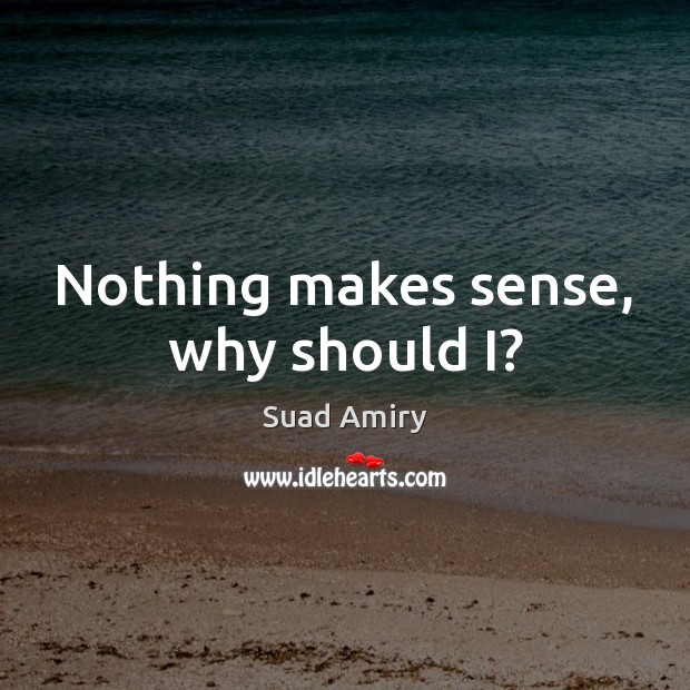 Nothing makes sense, why should I? Suad Amiry Picture Quote