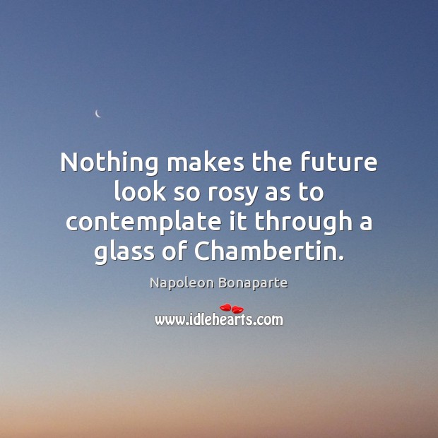 Nothing makes the future look so rosy as to contemplate it through a glass of Chambertin. 