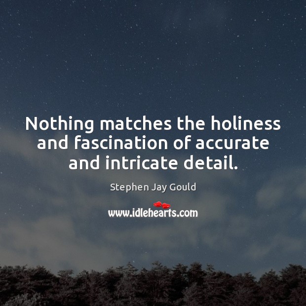 Nothing matches the holiness and fascination of accurate and intricate detail. Stephen Jay Gould Picture Quote