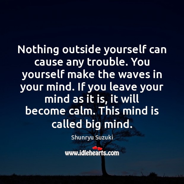 Nothing outside yourself can cause any trouble. You yourself make the waves Shunryu Suzuki Picture Quote