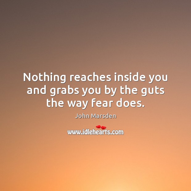 Nothing reaches inside you and grabs you by the guts the way fear does. John Marsden Picture Quote