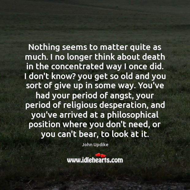 Nothing seems to matter quite as much. I no longer think about John Updike Picture Quote