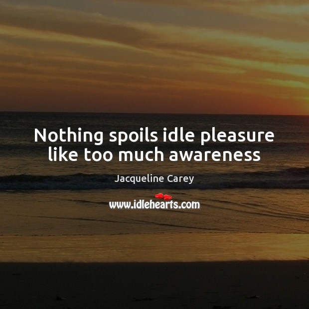 Nothing spoils idle pleasure like too much awareness Jacqueline Carey Picture Quote