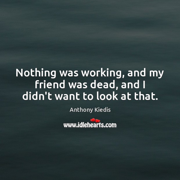Nothing was working, and my friend was dead, and I didn’t want to look at that. Anthony Kiedis Picture Quote